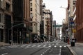 New York City empty streets with tall buildings and skyscrapers in Manhattan. Royalty Free Stock Photo