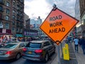 Road Work Ahead Sign in Manhattan New York City