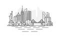 New York city, USA architecture line skyline illustration. Linear vector cityscape with famous landmarks, city sights Royalty Free Stock Photo