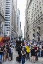 Charging Bull with tourists in New York City, USA Royalty Free Stock Photo