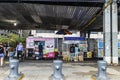 Food truck under a bridge in New York City, USA