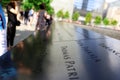 New York City, USA - August 14, 2014: 9/11 Memorial at Ground Zero, Manhattan, commemorating the terrorist attack of September