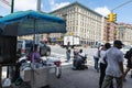 Street food stall on a street in Harlem, New York City, USA