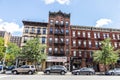 Old typical apartment buildings in Harlem, New York City, USA