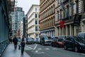 Early morning traffic jam at Broome street  in SOHO New York City Royalty Free Stock Photo