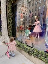 Holiday window display at Saks Fifth Avenue in NYC. Royalty Free Stock Photo