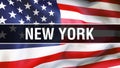 New York city on a USA flag background, 3D rendering. United states of America flag waving in the wind. Proud American Flag Waving Royalty Free Stock Photo