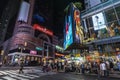 Broadway Avenue at night in New York City, USA