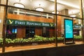 Bank branch of First Republic Bank at night in New York, USA