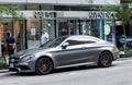 New York City, USA - July 23, 2023: 2018 Mercedes-Benz AMG C63 grey color, side view Royalty Free Stock Photo