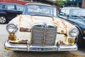Old car Mercedes retro white in Brooklyn, New York City, USA