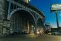 New York City, USA - July 9th 2023 Traffic under architectural landmark Riverside Drive Viaduct in West Harlem