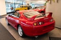 New York City, USA - July 23, 2023: toyota supra 1994 sports car red color, back view Royalty Free Stock Photo