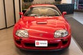 New York City, USA - July 23, 2023: toyota supra 1994 sports car red color, front view Royalty Free Stock Photo