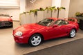 New York City, USA - July 23, 2023: toyota supra 1994 sports car vehicle red color, side view