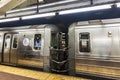 Train car in a subway station in New York City, USA Royalty Free Stock Photo