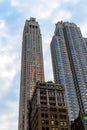 New York City / USA - JUN 20 2018: Apartment buildings in the Financial District of Lower Manhattan in New York City