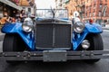 New York City, USA - June 30, 2023: Excalibur Series III phaeton car front close up view parked