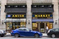 New York City, USA - June 8, 2017: Amish market exterior in West Broadway, Manhattan. The Amish are committed to a simple life