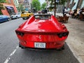 New York City, USA - June 03, 2023: Ferrari 812 GTS Superfast convertible red car top rear view, parked