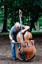 Man playing cello in Central Park in New York Royalty Free Stock Photo