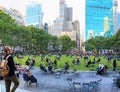 New York City, USA - June 7, 2017: People relaxing at Bryant park at afternoon, New York city