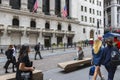 New York City, USA - June 8, 2017: People walking in front of New York Stock Exchange building, Wall Street, on June 8, 2017 Royalty Free Stock Photo
