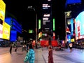 New York City ,USA - June 16 2020. Protests in nyc . Times Square on Broadway at night with peoples - image Royalty Free Stock Photo