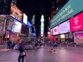 New York City ,USA - June 16 2020. Protests in nyc . Times Square on Broadway at night with peoples - image Royalty Free Stock Photo
