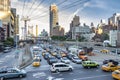 New York City, USA - June 7, 2017: Times Square activity at sunset Royalty Free Stock Photo