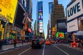 New York City, USA - June 7, 2017: Traffic and people activity in Times Square at sunset Royalty Free Stock Photo