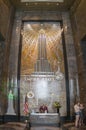 New York City, USA - June 9, 2017: Two kids are waiting and consulting the cell phone at observation deck entrance of Empire State Royalty Free Stock Photo