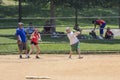 New York City, USA - June 7, 2017: Unidentified people plays amateur baseball in Central Park