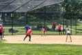 New York City, USA - June 7, 2017: Unidentified people plays amateur baseball in Central Park