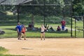 New York City, USA - June 7, 2017: Unidentified people plays amateur baseball in Central Park