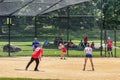 New York City, USA - June 7, 2017: Unidentified people plays amateur baseball in Central Park