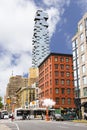 New York City, USA - June 7, 2017: View of buildings in Tribeca neighborhood in Lower Manhattan, West Street, Broadway, New York