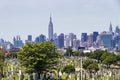 New York City, USA - June 10, 2017: View of Manhattan from BronxÃ¢â¬âWhitestone Bridge Royalty Free Stock Photo