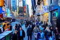 New York City, USA - June 7, 2017: View of Times Square activity at sunset Royalty Free Stock Photo