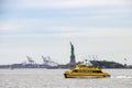 New York City, USA - June 8, 2017: New York Water Taxi in Manhattan bay on June 8, 2017, New York City Royalty Free Stock Photo