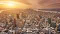 The New York City USA .Manhattan downtown and New Jersey skyline skyscrapers at sunset with the Freedom tower and Brooklyn bridge Royalty Free Stock Photo