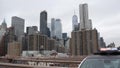 NEW YORK CITY, USA - 12 MAR 2020: Emergency siren glowing, 991 police patrol car on Brooklyn bridge. NYPD auto, symbol of crime Royalty Free Stock Photo