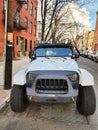 New York City, USA - March 18, 2024: Jeep Wrangler JK luxury sportscar outdoor, top view