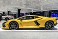 New York City, USA - March 27, 2024: Lamborghini Revuelto supercar sportscar yellow car vehicle at New York