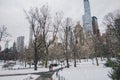 New York City, USA - March 18, 2017: People stroll and joggers run on the Mall in Central Park. Central Park is the most visited Royalty Free Stock Photo