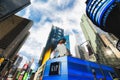 New York City modern architecture, low angle view. Times Square Royalty Free Stock Photo