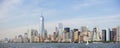 Panoramic view of New York City skyline, Manhattan View from Statue of Liberty. New York City, USA Royalty Free Stock Photo