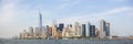 Panoramic view of New York City skyline, Manhattan View from Statue of Liberty. New York City, USA Royalty Free Stock Photo