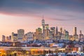 New York City, USA midtown Manhattan skyline at dusk from Brooklyn Royalty Free Stock Photo