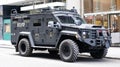 New York City, USA - November 11, 2023: Police emergency rescue vehicle NYPD Lenco BEARCAT G3 armored personnel carrier Royalty Free Stock Photo